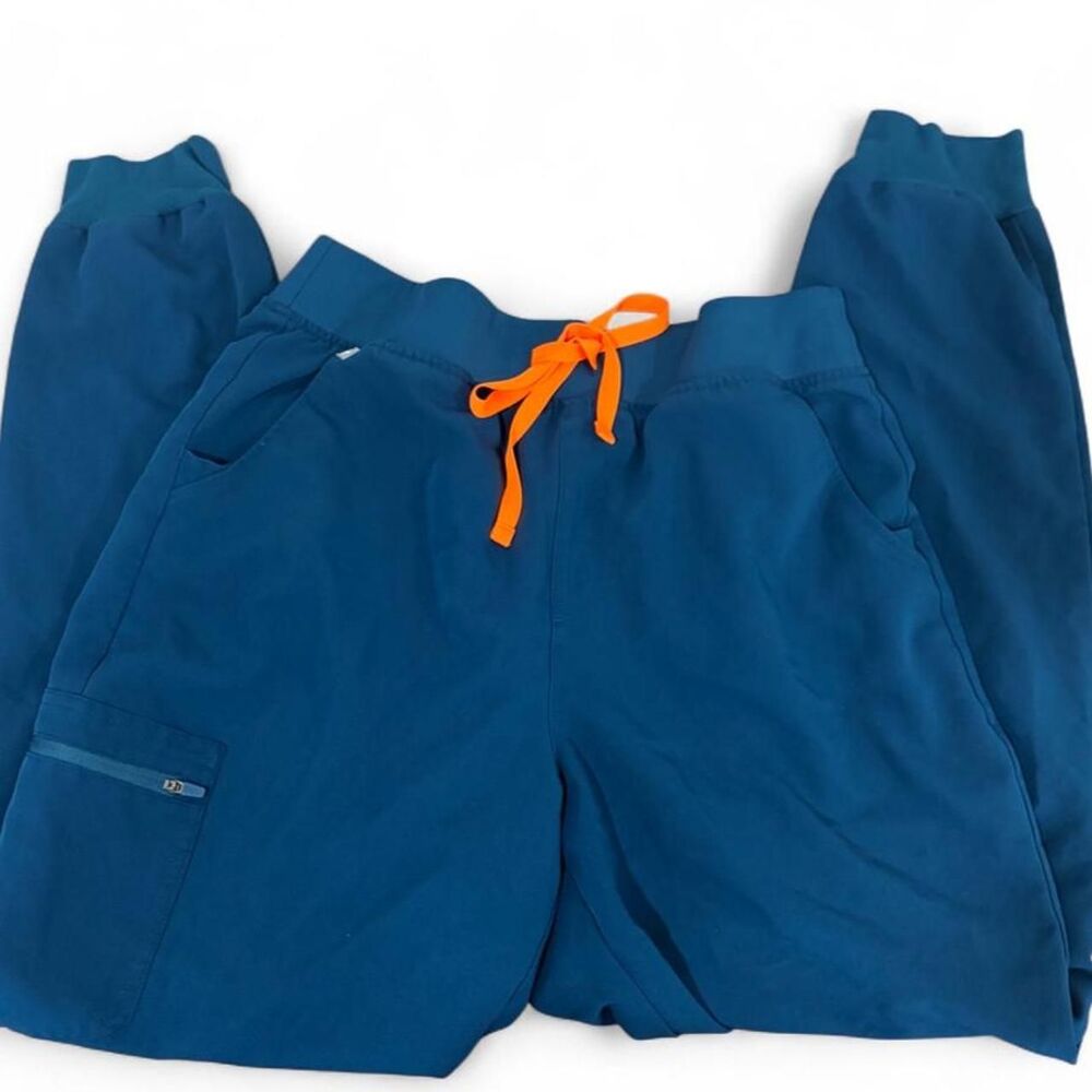 FIGS Scrub Pants Large Tall Blue Orange Drawstring Medical Nursing